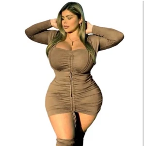 NEW Plus Size Drawstring Party Club Dress Size XL, 1X & 2X - Picture 1 of 6