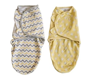 Lot of 2 Summer Swaddle Me Baby Swaddle Blankets Size Small 7-14 lbs. Yellow - Picture 1 of 6