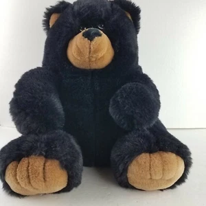 Peluche vintage paffuto nero marrone orso grizzly peluche imbottito animale 1988 OTTIMO in perfette condizioni - Foto 1 di 10