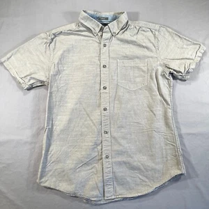 Eddie Bauer Short Sleeve Button Up Shirt Mens M Grey Classic Fit Casual - Picture 1 of 7