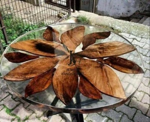 Clear Round Epoxy Resin Tabletop | Gloss Finish | Custom Handmade Modern Art - Picture 1 of 3