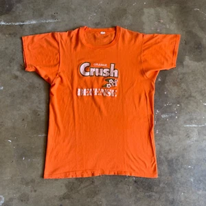 70s VINTAGE DENVER BRONCOS FOOTBALL ORANGE CRUSH DEFENSE T-SHIRT MEN SZ M - Picture 1 of 8