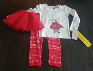 Carter's Penguin Pajamas 3pc Set Tutu Size 18M Winter Holiday Just One You NWT - Picture 1 of 7