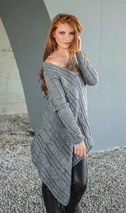 Visible Art Asymmetric Knit Sweater Gray XXXL - Picture 1 of 4