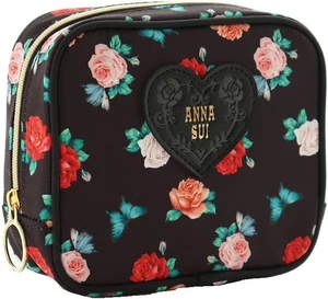 ANNA SUI Pouch Rose Square BLACK Zip Small Japan - Picture 1 of 4