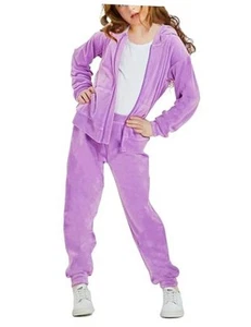 Girls Sweatsuits Set Velour Tracksuit 2 Piece Outfits 7-8 Years Light Purple - Picture 1 of 7