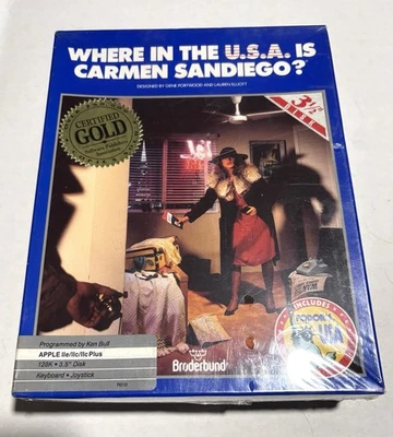 1989 ‘Where in the U.S.A. Is Carmen Sandiego?’ PC Floppy Disc Game Sealed New - Image 1 of 4