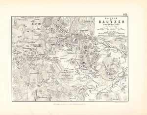 MAPA/PLAN DE BATALLA ~ BATALLA DE BAUTZEN 20 y 21 de mayo de 1813 ~ - Imagen 1 de 1