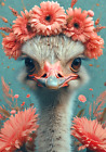 5D Diamond Painting Pink Flower Ostrich Kit