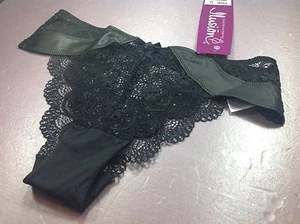 Women Panties,Bikinis Ilusion Mexico Size S.Black Floral Gauze&Leather&decoratio - Picture 1 of 5