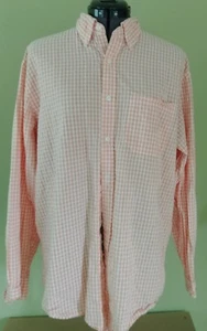 Mens LL Bean Orange Check Long Sleeve M-Reg 100% Cotton Searsuccer Casual Shirt - Picture 1 of 5