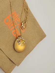 Alexis Bittar Gold Tone Crystals And Frosted Lucite Pendant Necklace. With Bag - Picture 1 of 11