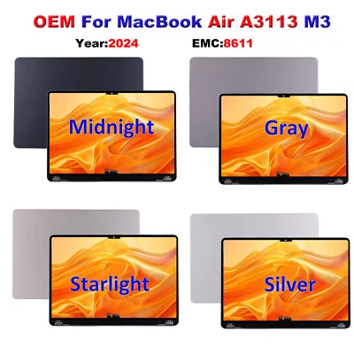 A3113 For MacBook Air 13.6" 2024 M3 LCD Screen Replacement Display Assembly OEM