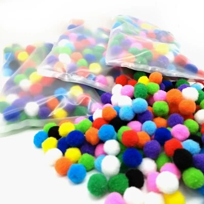 Craft Pom Poms 25mm Single or Assorted Colour Pompoms in Packs of 50-200 - Image 1 of 4
