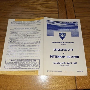 1966/1967 4 páginas combinación copa final 2 patas (reservas) Leicester City V Tottenham - Imagen 1 de 2