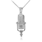 Collier pendentif microphone studio en argent sterling pour enregistrement de musique de studio 