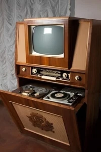 TV, Record Player, Reel to Reel, Radio Combo POSTER 24 X 18 INCH VINTAGE - Picture 1 of 2