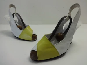 Womens Shoes Size 4 Vintage CHARLES JOURDAN White Leather Cuban Slingback Heels - Picture 1 of 16