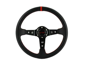 For Polaris RZR Can-Am Yamaha Deep Dish 2.75" Steering Wheel Black Red Stitching - Picture 1 of 2