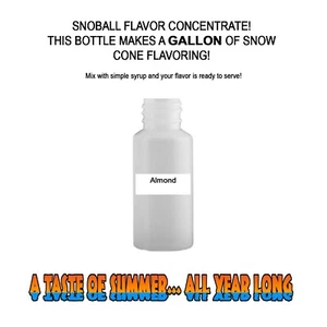 ALMOND SYRUP MIX SHAVED ICE / SNOW CONE Flavor CONCENTRATE (MAKES 1 GALLON) - Picture 1 of 1