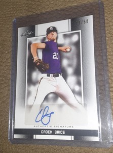 CADEN GRICE 2019 Leaf Perfect Game PG National Showcase Black AUTO /50 CLEMSON