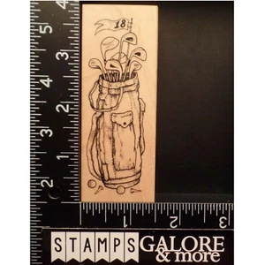 PSX RUBBER STAMPS G-1677 GOLF BAG IRONS BALLS TEE 18TH HOLE #2133 - Picture 1 of 2