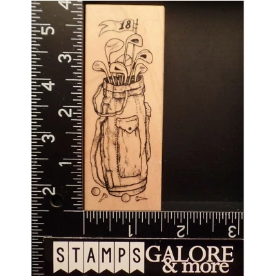 PSX RUBBER STAMPS G-1677 GOLF BAG IRONS BALLS TEE 18TH HOLE #2133 - Image 1 of 2