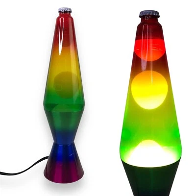 Vtg Y2K 2001 Lava Lamp Light 14" Rainbow Bottle Stand Wax Motion Iridescent Gift - Image 1 of 4