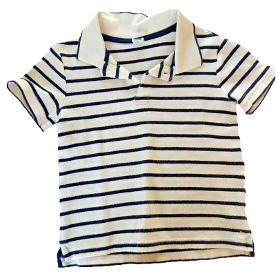 Camiseta polo escolar manga curta listrada azul branca tamanho 5 masculina Jamie And Jack - Imagem 1 de 4