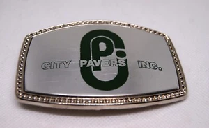 Vintage 1980's City Pavers Inc. Belt Buckle Houston TX - Picture 1 of 4