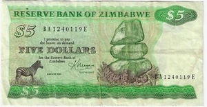 ZIMBABWE $5 1983 P-2c, Sign 2  Circulated Note - Picture 1 of 2