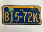 1964 Pennsylvania License Plate Sticker on dated 1958 base