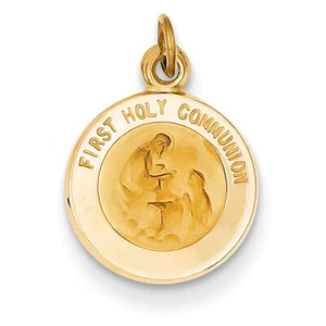 14k Yellow Gold First Communion Medal Charm XR359 - Picture 1 of 1