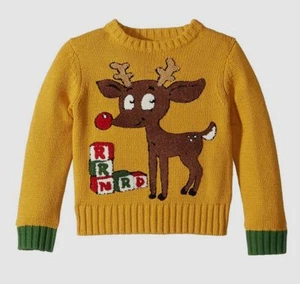 $75 Whoopi Baby Toddler Kids Unisex Yellow Reindeer Pullover Sweater Size 4T - Picture 1 of 1