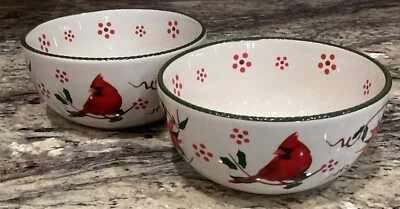 DOS (2) TAZÓN DE CEREAL TENTATIONS BY TARA CARDINAL POINSETTIA 5 3/4”D 18 OZ sin usar Foto 1 de 4