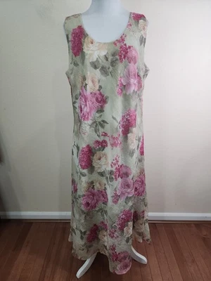 90 年代复古 K Studio 花卉 Midi 浪漫连衣裙女式 14 码浪漫 Y2K 2 件 — 第 1/4 张图片