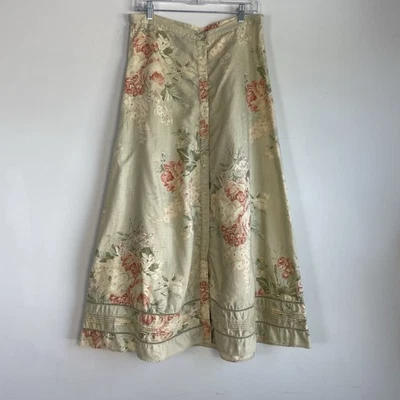 Maxi Falda Lauren Ralph Lauren Floral Lino Talla 10 Cottagecore Dinero Antiguo Lujo Foto 1 de 4