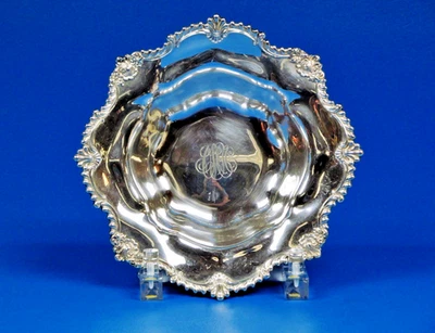 Grabado por Birmingham Plata Esterlina Octágono Grabado Cuenco c.1926 Inglaterra 9.5" Foto 1 de 4