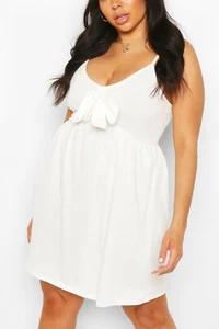 Boohoo Plus Ivory Bow Front Sundress Size 18 - Picture 1 of 7