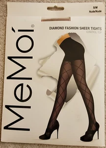 Me Moi Diamond Fashion Sheer Control Top Tights SZ S/M (sealed) - Picture 1 of 2