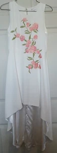 Gb Girls Size 12 White Floral Sleeveless Fit And Flare Hi-Low Dress - Picture 1 of 4