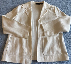 Parisian Signature Petite Women's Size 10P Blazer Long Sleeve 100% Linen - Picture 1 of 6