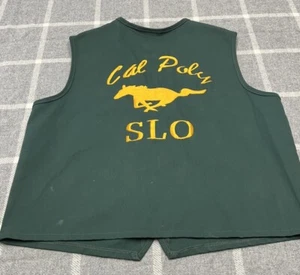 Vintage SLO University Embroidered green canvas Vest Large Cal Poly - Picture 1 of 13