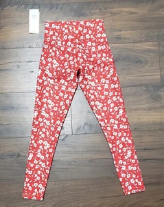 Spiritual Gangster Girl's Floral White Red High Waist Leggings Sz 10 - Picture 1 of 7