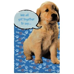 Linda Tarjeta del Día del Padre DE NIÑOS, Golden Retriever Perros Perros por AGC + Sobre - Imagen 1 de 5