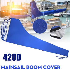 Sail Protector Cover Mainsail Boom Cover 420D 9-13ft Waterproof Fabric Blue Boat - Picture 1 of 16