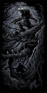 Schwarzenegger Predator Black & Silver Metallic Inks Sci-Fi Silk Screen Artwork - Picture 1 of 1