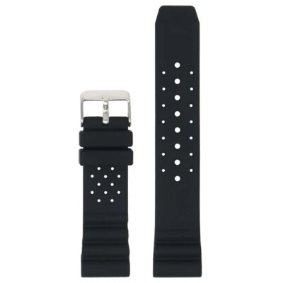StrapsCo Perforated Silicone Rubber Watch Band Strap for Seiko Diver - Image 1 of 2