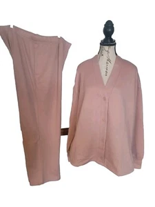 Womens 1X Dusty Rose Cardigan Pant Set QVC Berkshire Lounge Oversized NWT Cozy - Picture 1 of 6
