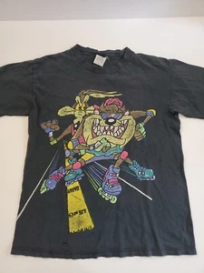 Vintage Wild Oats kurzärmeliges T-Shirt Größe Large schwarz Looney Tunes Taz Skating - Bild 1 von 12